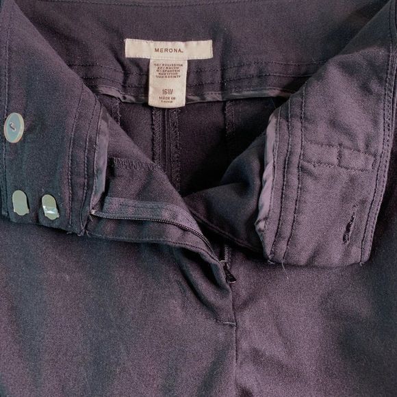 Women’s Black Merona Pants Size 16W 0221 Stretch Tapered Crop Career - Picture 5 of 6